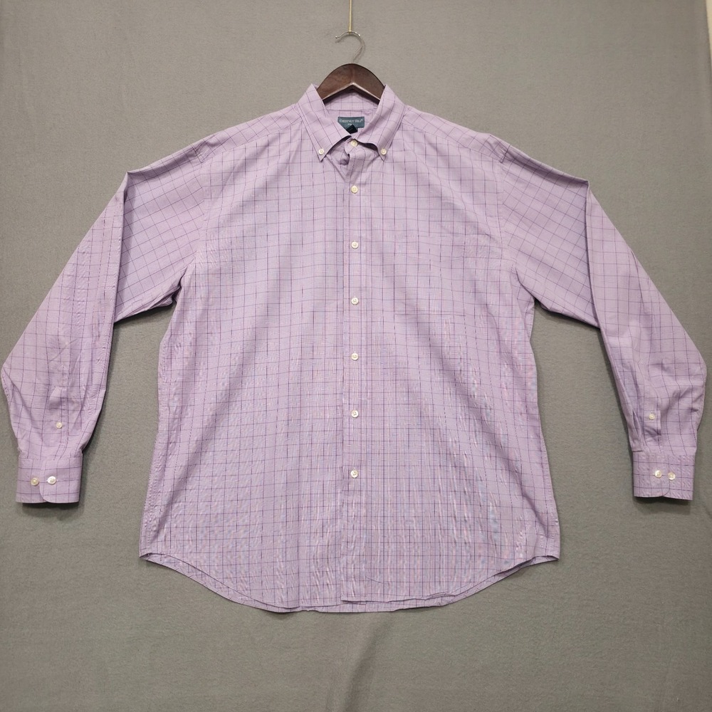 Chestnut‎ Hill Men's Purple Check Long Sleeve Button Up Shirt Size XL